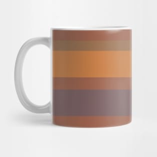 A singular transfusion of Carolina Blue, Mocha, Deep Taupe, Earth and Dull Orange stripes. Mug